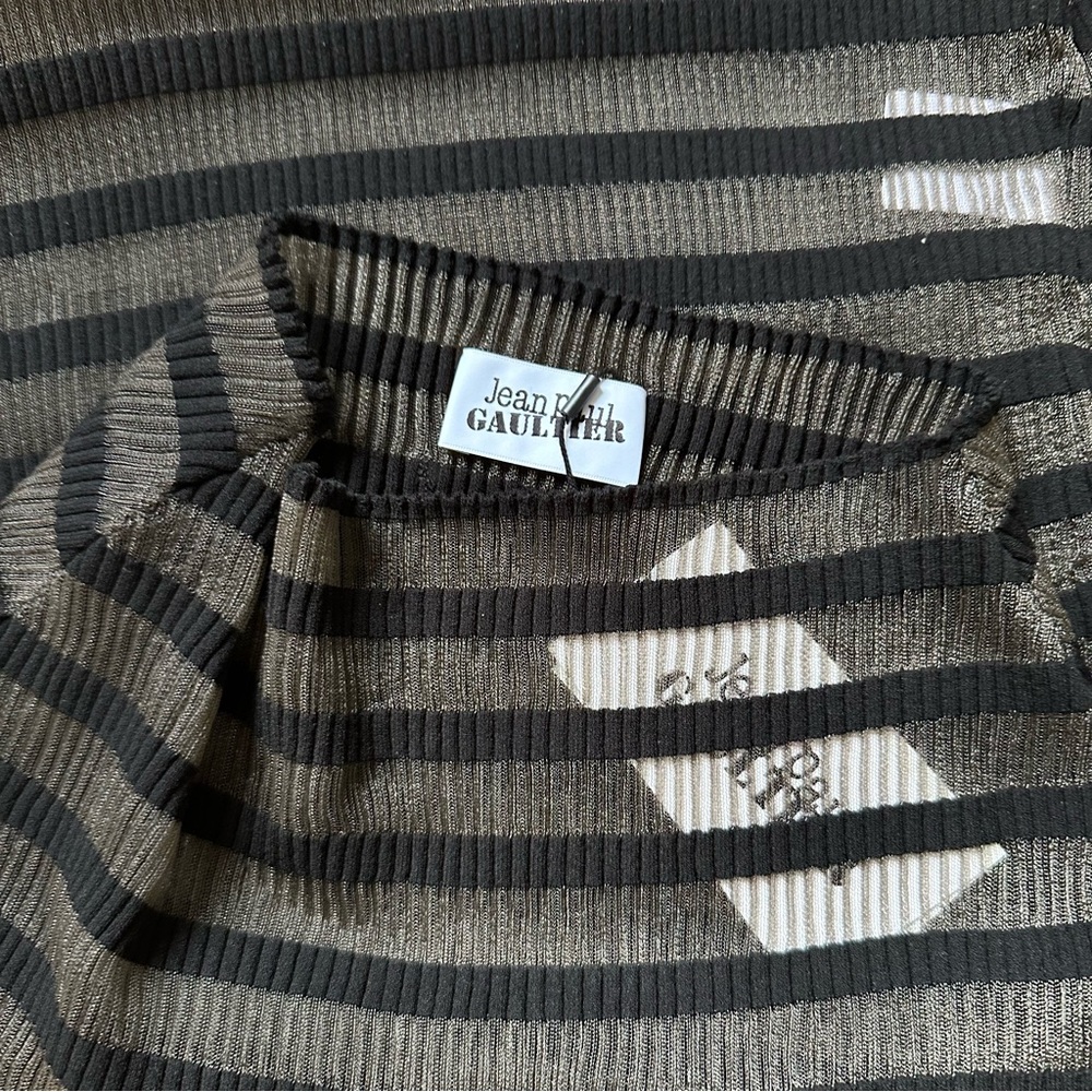 NWT Jean Paul Gaultier Marinière Striped Black Mesh Dress - Picture 3 of 15